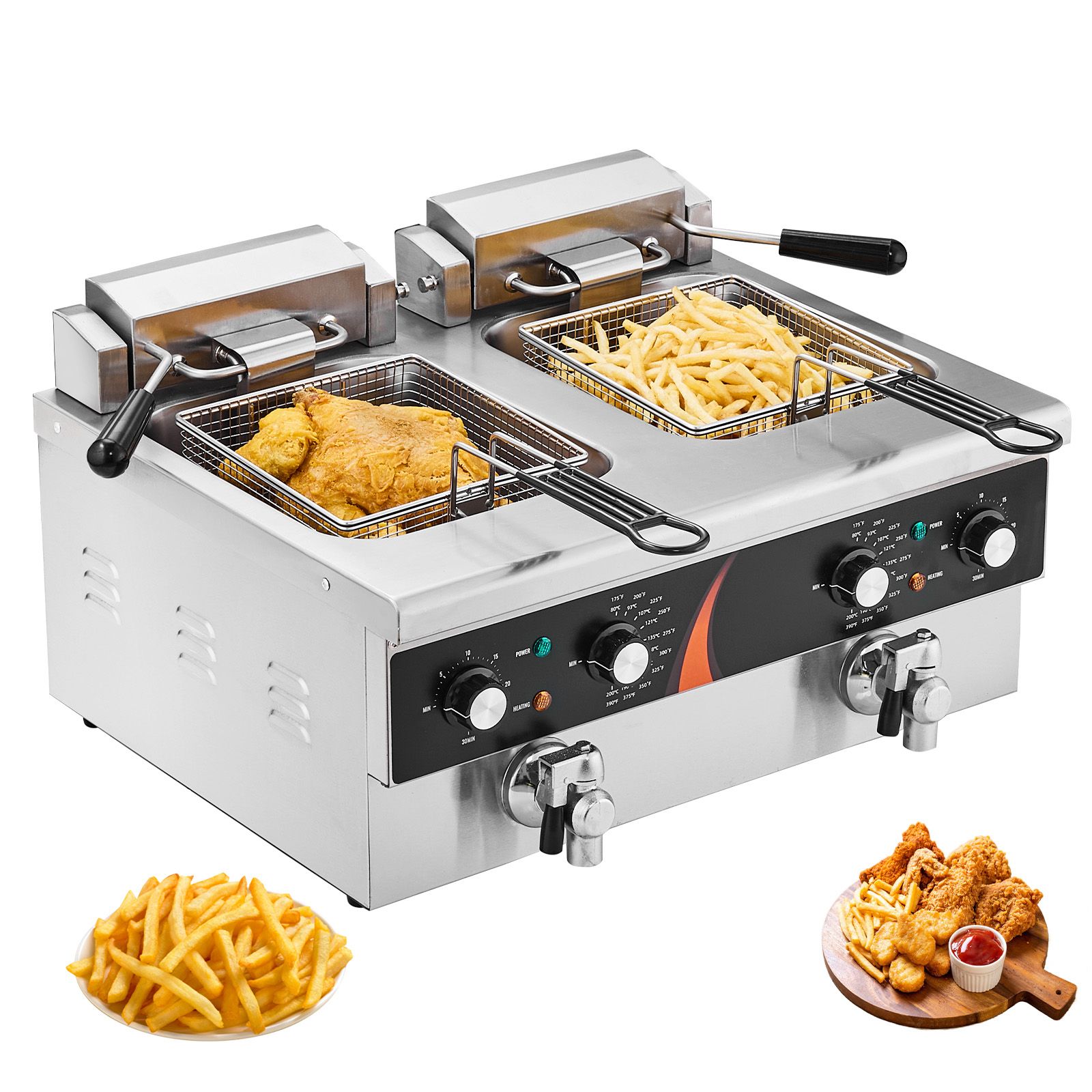 Deep Fryer Stainless - Freidora comercial de 3500W, freidora eléctrica