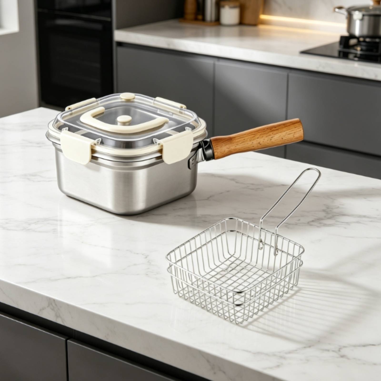 Olla freidora de 2 piezas con  - Deep Fryer Stainless reseña y precio