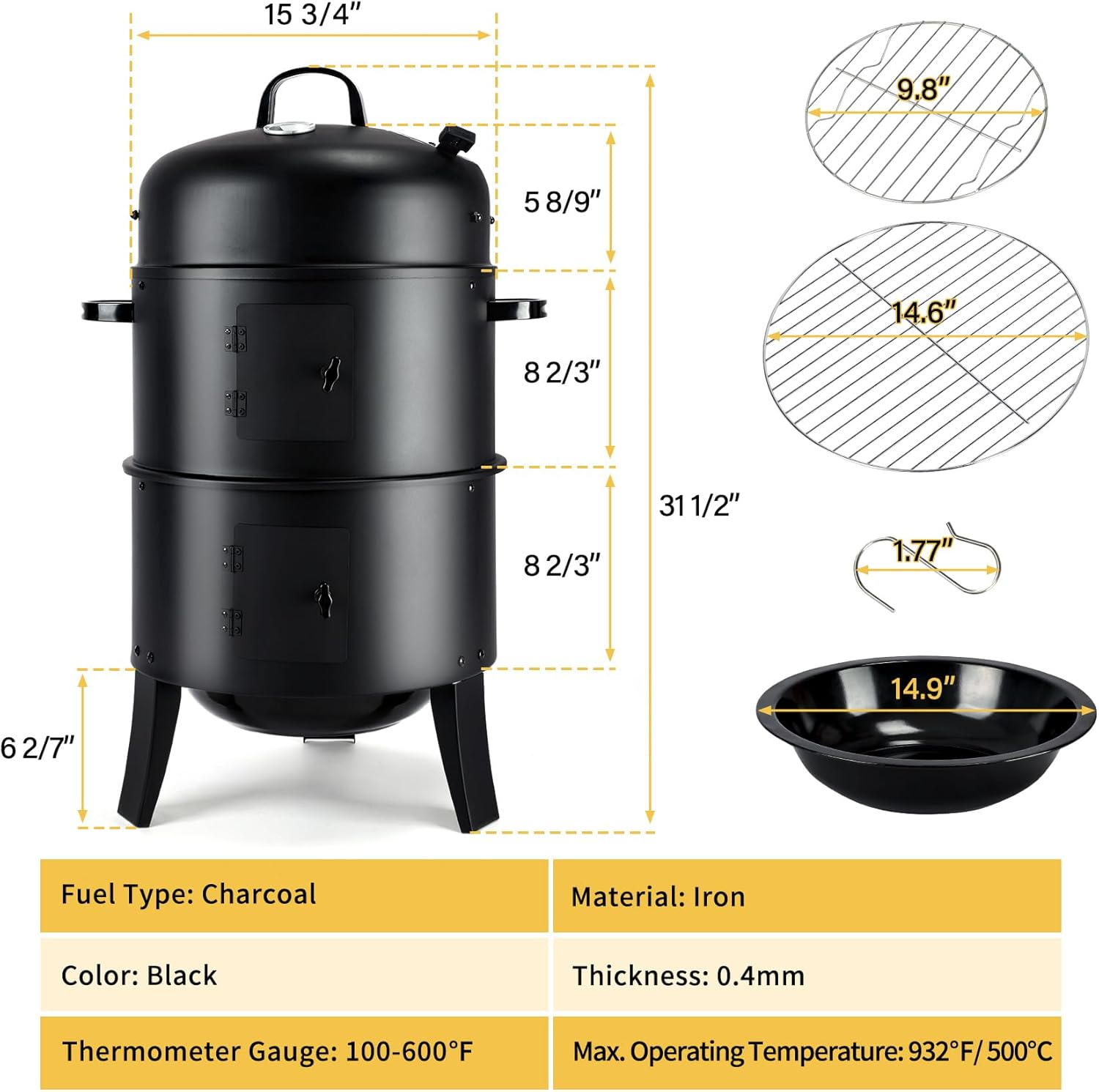 Parrilla Vertical para Ahumar  - Electric Smoker Bbq reseña y precio