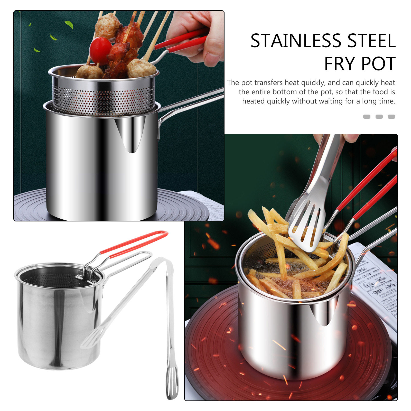 1 Juego de olla freidora multi - Deep Fryer Stainless reseña y precio